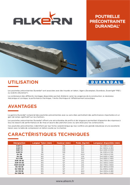 Alkern Durandal – Poutrelle-precontrainte Durandal
