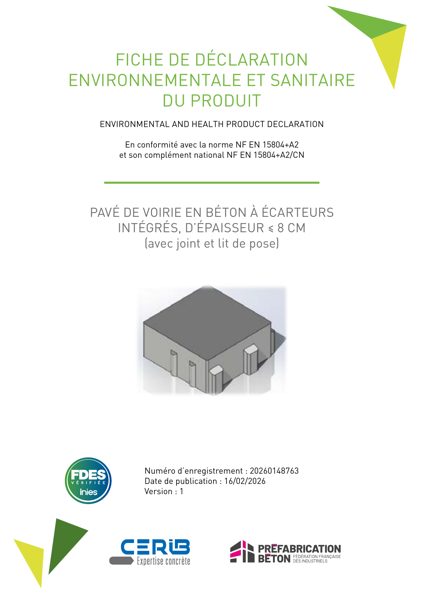 FDES_DE VOIRIE EN BÉTON À ÉCARTEURS  INTÉGRÉS, D’ÉPAISSEUR ≤ 8 CM