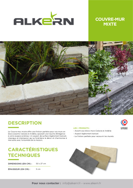 Alkern – Fiche technique Couvre mur Mixte – 210×297 v1b