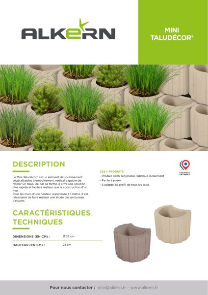 Alkern - Fiche technique Mini Taludecor