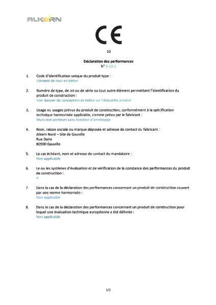 DOP – Eléments de murs (M1) – Usine Gauville