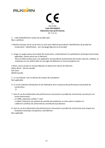 DOP – Murs en T (M1) – Usine Gauville