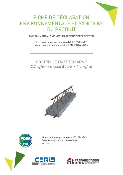 FDES - POUTRELLE_BETON_ARME_MASSE_ACIER_2,3_A_4,2_kg_ml